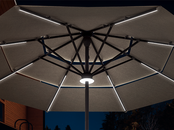 Above Height 2 Premium Series 10ft Smart Umbrella with 8pcs Rib Lights and Sunbrella® Fabric