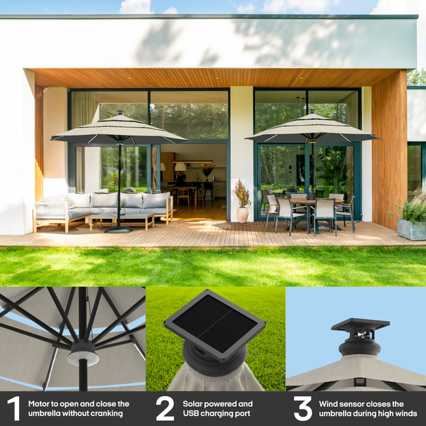 Above Height 2 Premium Series 10ft Smart Umbrella with 8pcs Rib Lights and Sunbrella® Fabric