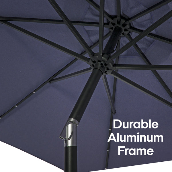 Above 10 Feet Solar LED Aluminum Patio Market Umbrella