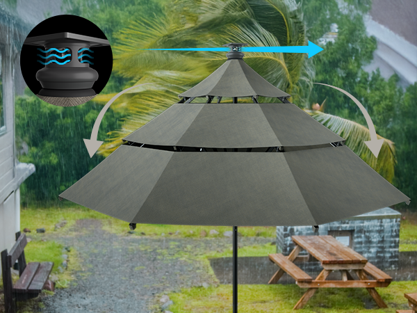 Above Height 2 Premium Series 10ft Smart Umbrella with 8pcs Rib Lights and Sunbrella® Fabric