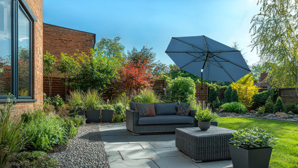 Tuffbrella™ 10ft Aluminum Patio Umbrella – Pewter / Sapphire