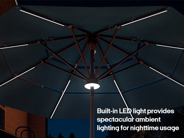 Above Height 2 Premium Series 10ft Smart Umbrella with 8pcs Rib Lights and Sunbrella® Fabric
