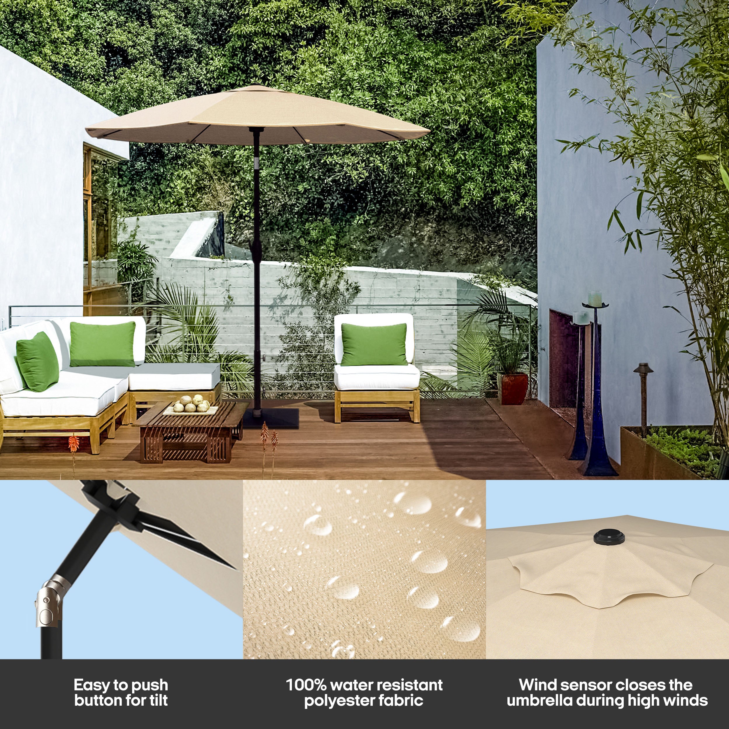 high tech patio umbrella QUICKSWAP™ Umbrella with Replaceable Rib Technology – The Above